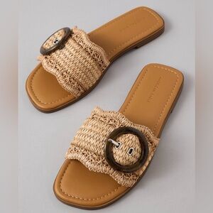 New American Eagle Rafia Buckle Slide Sandals